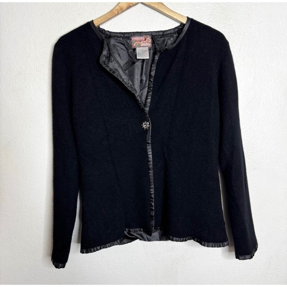 April Cornell Lambswool Angora Jacket Women's Medium Black Button Front Blazer - Picture 1 of 14
